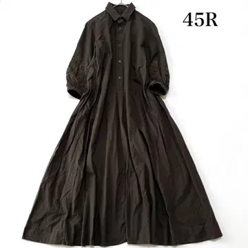45R 옥스퍼드 컷워크 셔츠 드레스 현행 택 맥시 길이 A라인