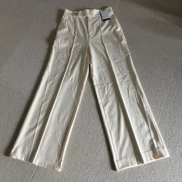 미사용품 ANAYI 아나이 스트레치 센터 프레스 와이드 팬츠 화이트 36
