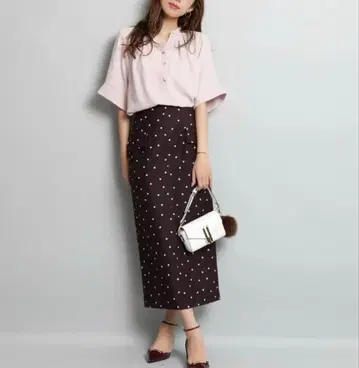 JUSGLITTY 패턴 타이트 스커트 브라운