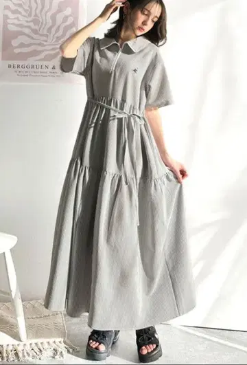 원피스 가슴 자수 축구 하프 ZIP 원피스