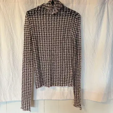 ALLISON BROWN 깅엄 체크 시스루 탑