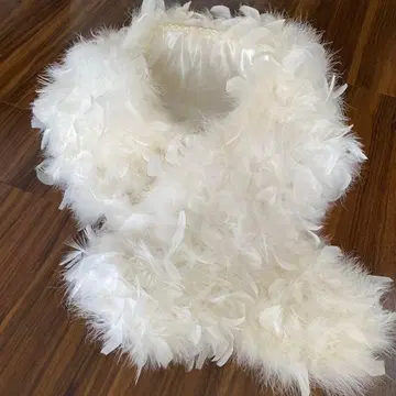 화이트 페더 숄 실크 터치