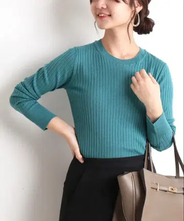 슬로브 이에나 워셔블 울 하이 게이지 리브 크루넥 풀오버