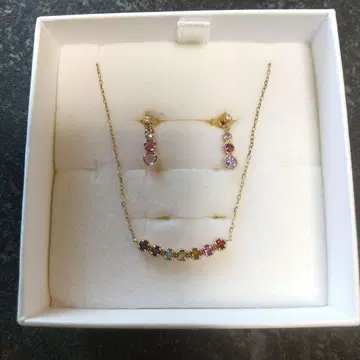 새상품급 쥬얼리 츠츠미 멀티 컬러 목걸이 귀걸이 세트