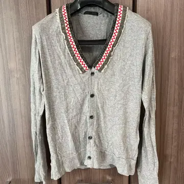 [ HARE ] 그레이 자수 울 가디건