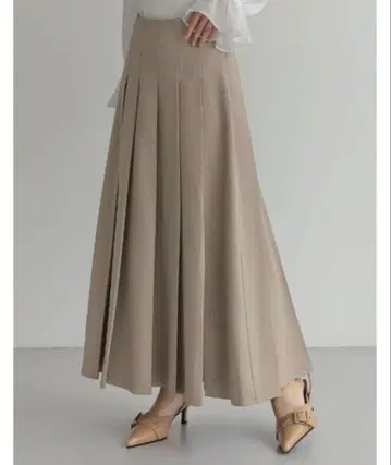 [슬릿 지퍼 부착] 2WAY 스트레치 믹스 트윌 플리츠 스커트