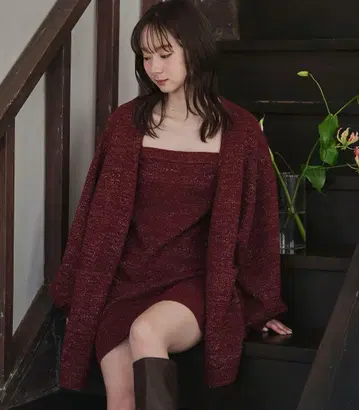 mideal 글리터 멜란지 니트 앙상블