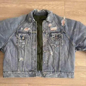 데님 블루 데미지 가공 자켓