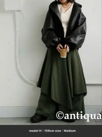 antiqua [ 모드 와이드 팬츠 ] M 사이즈 카키