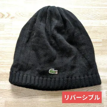 라코스테 니트 모자 (블랙) 리버서블