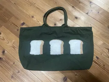 토스트 자수 올리브 그린 토트백