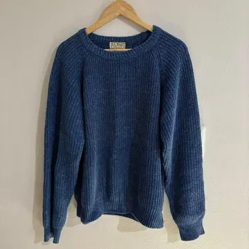 80s L.L.Bean 인디고 염색 코튼 니트 USA제 빈티지
