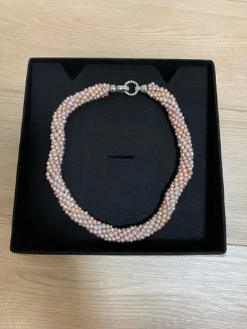 담수 진주 트위스트 편직 목걸이