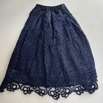 택 포함 새상품 레이스 플레어 스커트 네이비 그레이