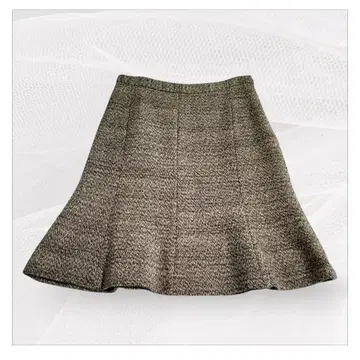 모스키노 MOSCHINO 브라운 트위드 플레어 스커트 무릎 기장
