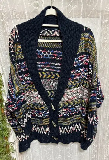 믹스 니트 가디건 오버 사이즈