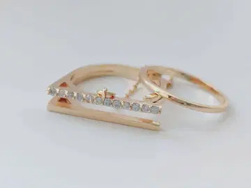 골드 체인 부착 크리스탈 반지