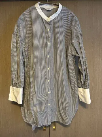 SLOBE IENA 밴드 카라 스트라이프 셔츠