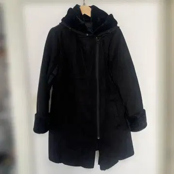 블랙 무스탕 롱 코트 JSTANA