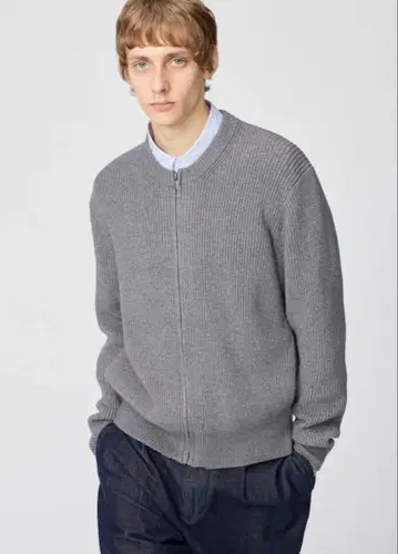 유니클로c 크루넥 풀 집업 가디건 그레이 M 사이즈