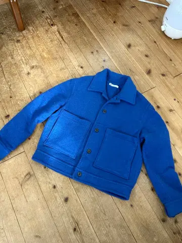 파란색 플리스 자켓 버튼 포함