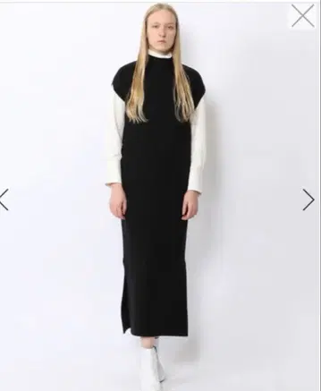 CABaN 코튼 캐시미어 슬리브리스 롱 드레스