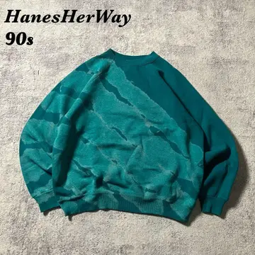 90sHanesHerWay 무라염 맨투맨 래글런 블리치 빈티지 L