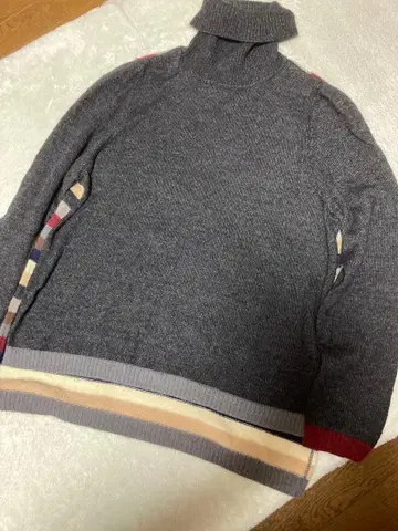 사토 섬유 그레이 터틀넥 니트 스웨터 알파카 m&kyoko