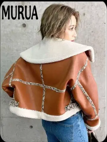 미사용급 MURUA 오버 칼라 숏 페이크 무스탕 자켓