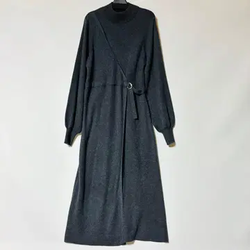 &'gaime 다크 그레이 벨트 포함 롱 니트 원피스 프리