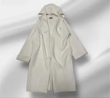 빅 사이즈! 23구 울 캐시미어 후데트 코디건 코트 / 44 아이보리