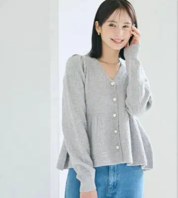새상품 coca 라메 니트 가디건 여성용 라이트 그레이 L