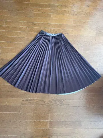 플리츠 스커트 다크 브라운 체크 무늬