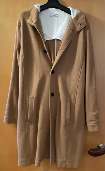 [ 새상품급 ] HVC 후드 부착 베이지 롱 코트