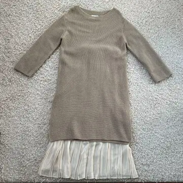 Spick and Span 베이지 리브 니트 원피스