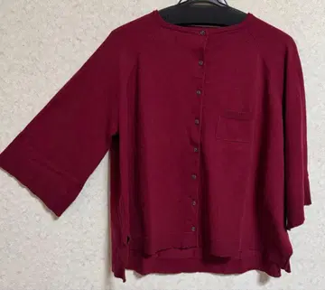 BASCO 버건디 가디건 사이즈 3 7부 소매