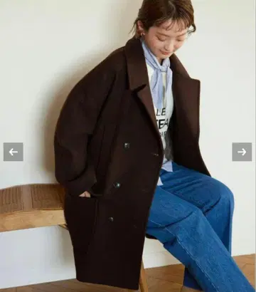 인기 슬로브 이에나 T/W 멜톤 빅 P 코트 브라운