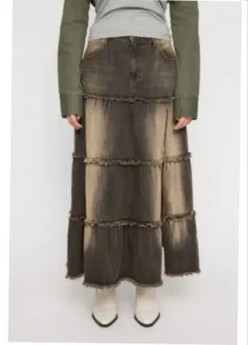 LAGUA GEM CUT FRARE 데님 스커트