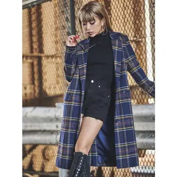 EGOIST I 라인 싱글 체스터 코트 네이비