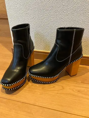 moussy 마우지 우드 밑창 부츠 가죽