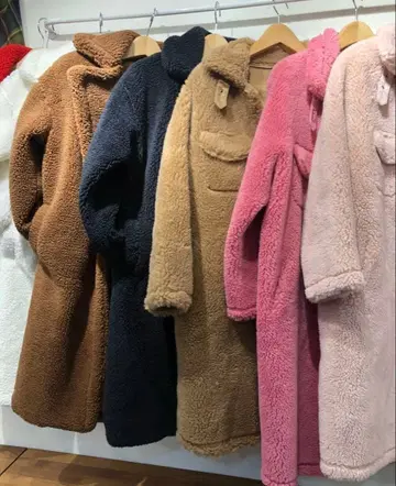 보아 소재 핑크 롱 코트 M