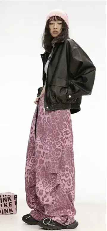 로얄 댄스 댄스 레오파드 무늬 핑크 팬츠