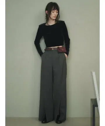 [ 새상품 ] anuans 센터 슬릿 와이드 팬츠