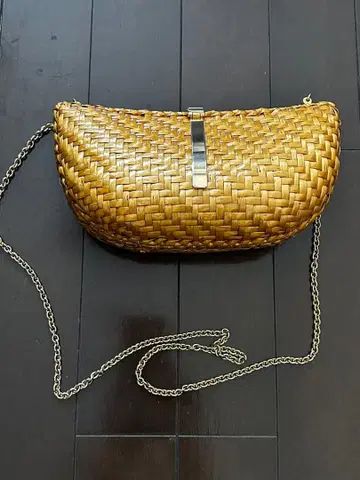 빈티지 라탄 체인 클러치백