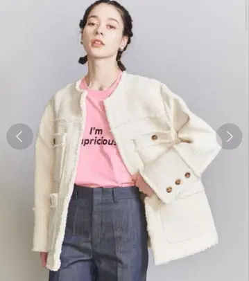 BEAUTY&YOUTH 코튼 트위드 노카라 자켓