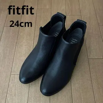 fitfit 가죽 사이드 고어 앵클부츠 블랙 24cm