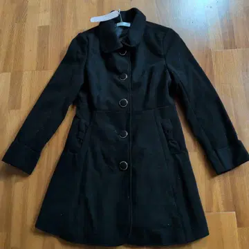 프라임 패턴 뒤 리본 블랙 코트 미사용 새상품