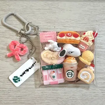 가챠 파우치 스누피 핑크 디저트 카페