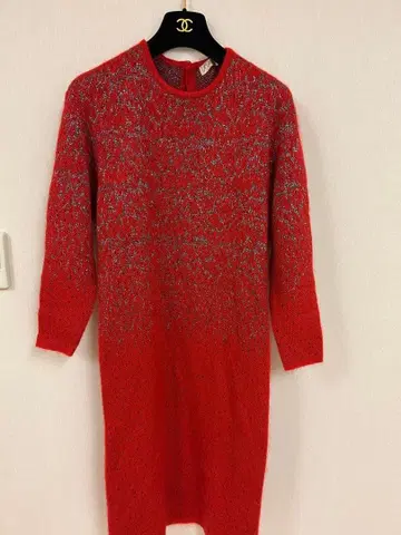 CORDIER 라메 믹스 레드 원피스 M 사이즈