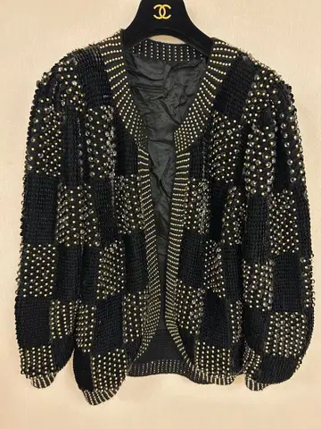 스터드 장식 가디건 블랙 골드
